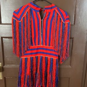 Famous celeb red & blue stripe dress